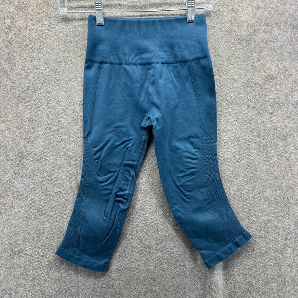 Lululemon Leggings Women 0 Blue Seamless Wunder Under Crop High Rise Textured - Picture 1 of 9